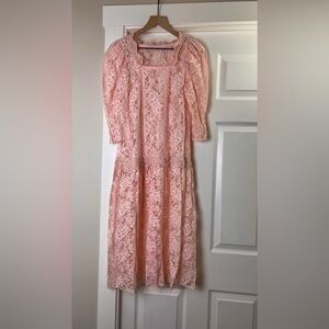 Vintage 1986 Pink Lace Dress with Slip | 7/8